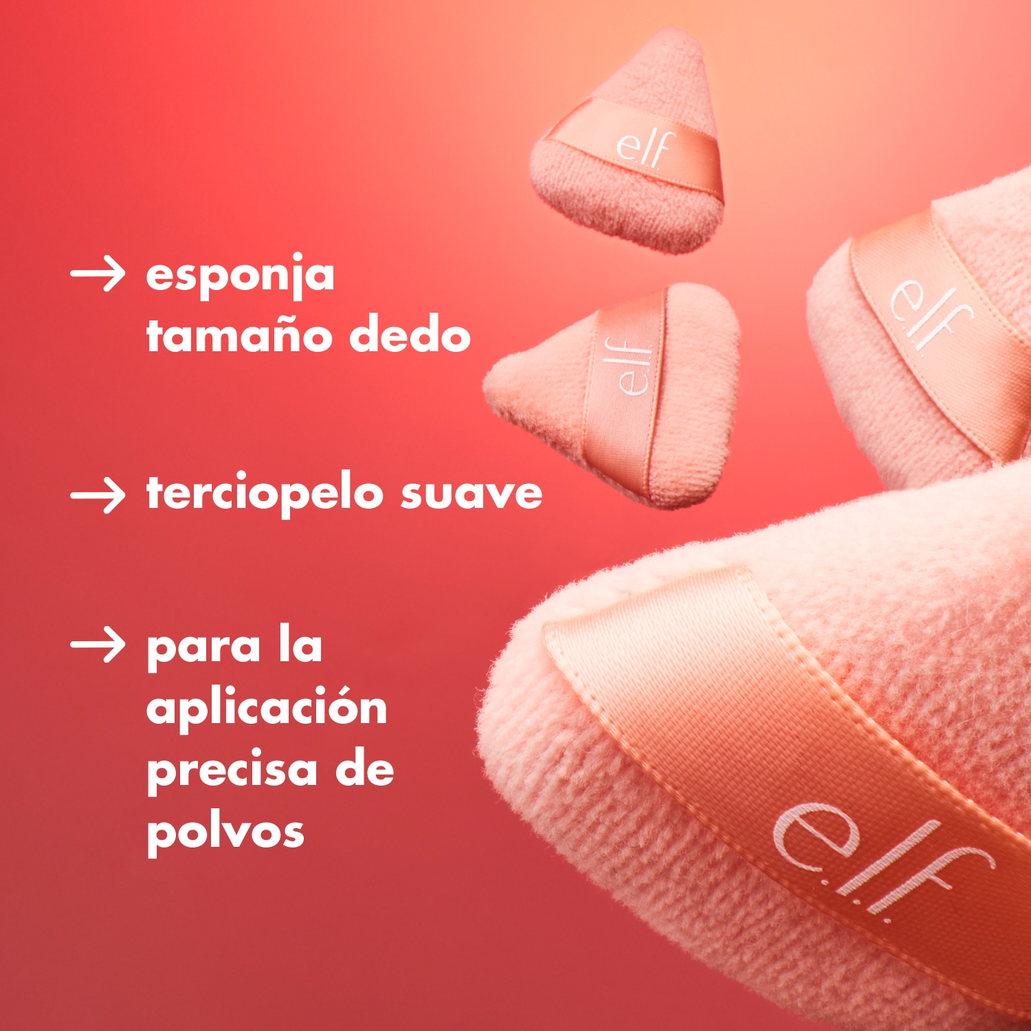 E.L.F. HALO GLOW PINKIE PUFFS (SET DE 3 MINI ESPONJAS DE VELOUR REUTILIZABLES PARA MAQUILLAJE)